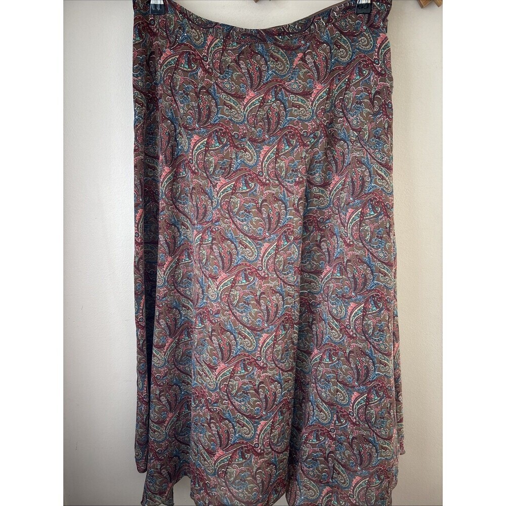 Liz Claiborne Paisley Skirt Womens 8 Brown Multi A Line Vintage Style